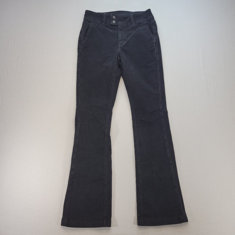 American Eagle  Kick Boot Corduroy Pants Women 4 Black High Rise Stretch